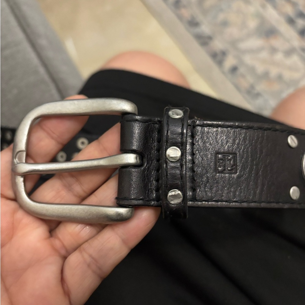 Vintage Black Leather Ralph Lauren Belt - Picture 4 of 9